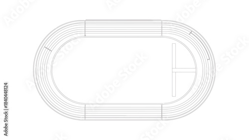 Aerial View of a Running Track with Lanes and Stadium Seating