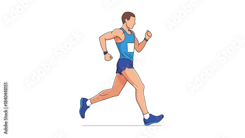 Fit Male Athlete Running Marathon Race in Competition Gear