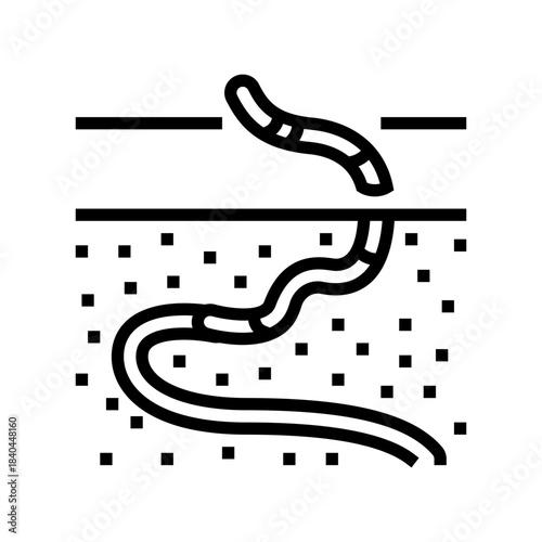 worms escaping from toxic ground line icon vector illustration