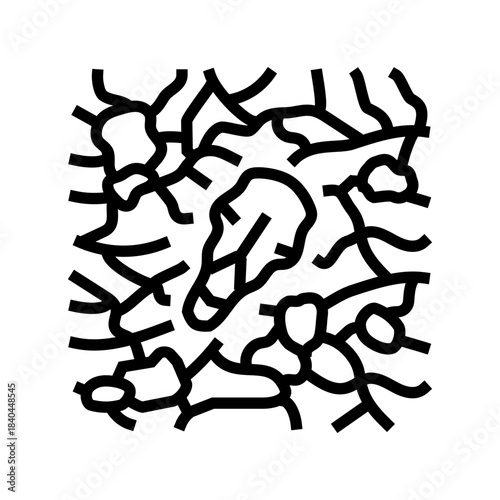 animal skeleton on dry polluted land line icon vector illustration