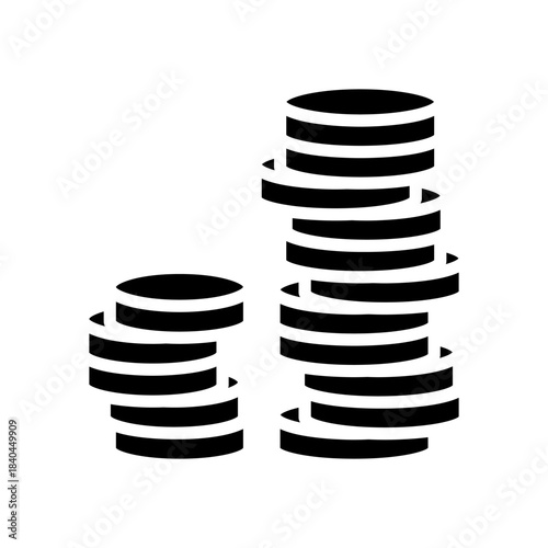 stacked coins divided unevenly glyph icon vector illustration