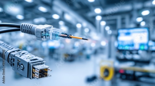A fiber optic cable being spliced using technology