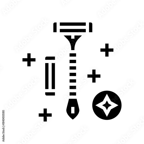 shave clean razor glyph icon vector illustration