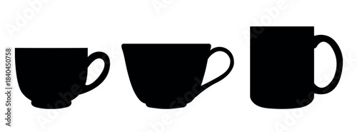 Tea cup icon set. Cups of tea collection. Hot drink icon. 