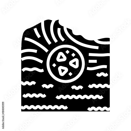 microplastic particles floating on water surface glyph icon vector illustration