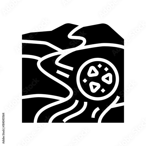 microplastic pollution river glyph icon vector illustration