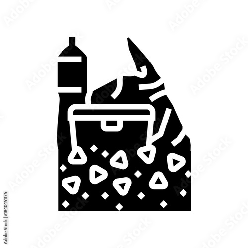 plastic waste decomposing into microplastics glyph icon vector illustration