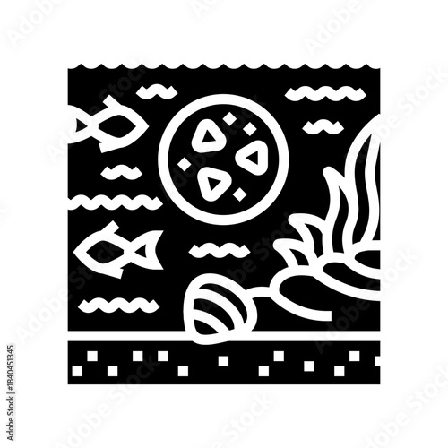 microplastic pollution wildlife glyph icon vector illustration