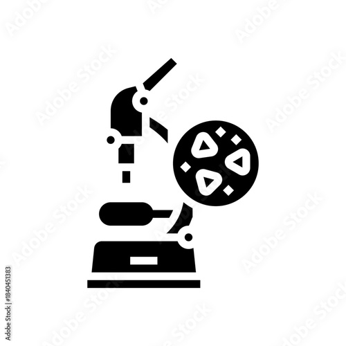 microplastic particles under microscope glyph icon vector illustration