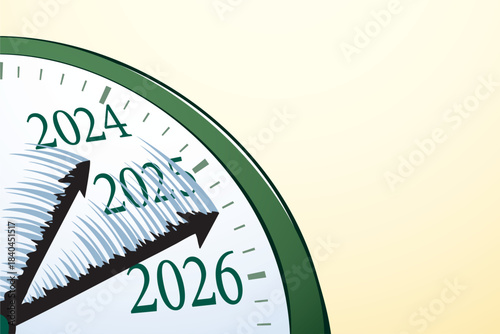 Vector drawing. The hands of a clock flutter in the wind.