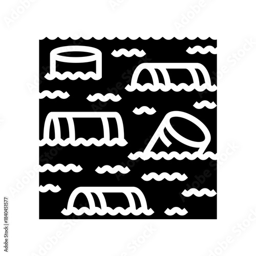 oil barrels floating the water glyph icon vector illustration