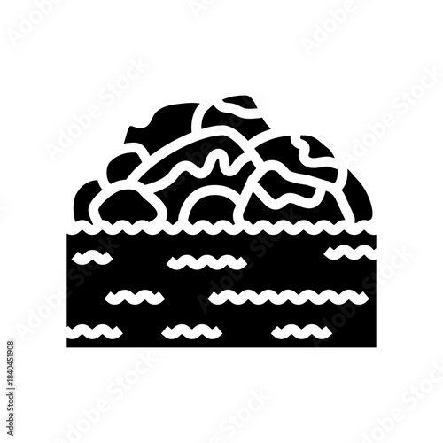 oil stains on rocks near water glyph icon vector illustration