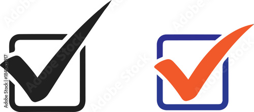 Two checkmarks in boxes isolated on transparent background