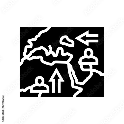 map arrows migration routes glyph icon vector illustration