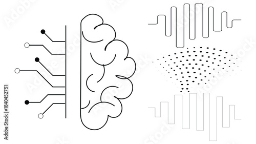 Dynamic digital brain processing sound waves and complex data streams for advanced artificial intelligence learning.