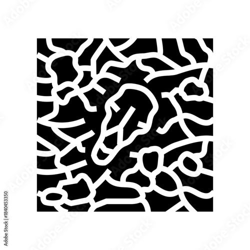 animal skeleton on dry polluted land glyph icon vector illustration