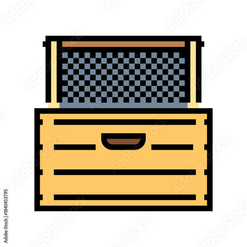 beehive wooden box frames color icon vector illustration