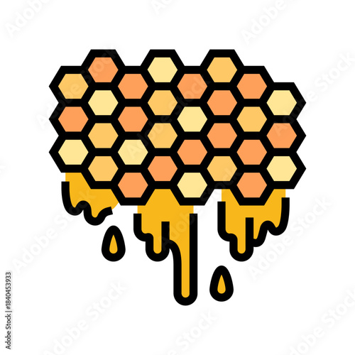 honeycomb close up dripping honey color icon vector illustration