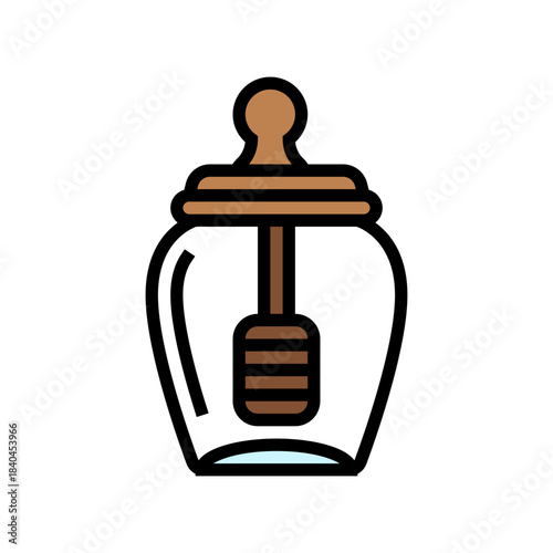 jar of honey wooden dipper color icon vector illustration