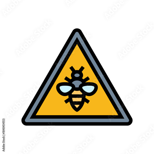 warning caution bees color icon vector illustration