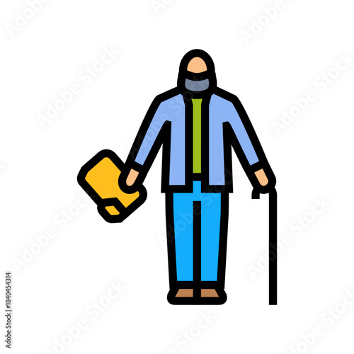 retired person pension document color icon vector illustration