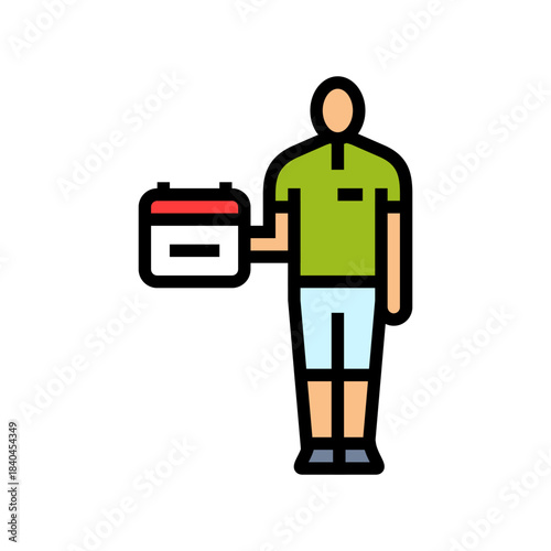 seasonal worker calendar color icon vector illustration