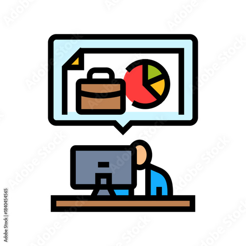 casual worker flexible schedule color icon vector illustration
