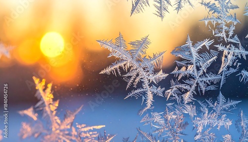 Wallpaper Mural Frosty Window Patterns with Golden Sunrise. Torontodigital.ca