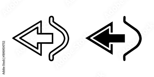Forward Arrow outline and pictogram icon set for Navigation Messaging Action Next Step Design, forward, arrow, next, navigation, message, and send.
