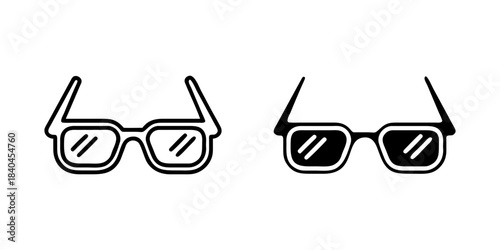 Glasses outline and pictogram icon set for Vision Eyewear Optical Style Fashion Accessory Design, glasses, eyewear, vision, optical, and fashion.