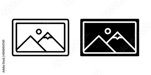 Gallery outline and pictogram icon set for Photo Collection Image Album Media Display Design, gallery, photo, images, album, and collection.