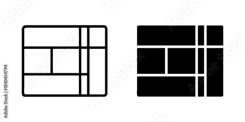 Grid Layout Interface outline and pictogram icon set for Organized Structure Web Design System, grid, layout, interface, design, and structure.