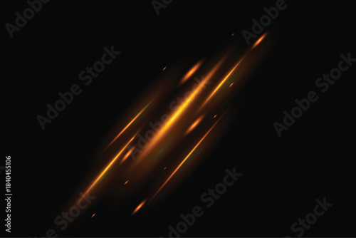 Golden transparent light lens flares streaks