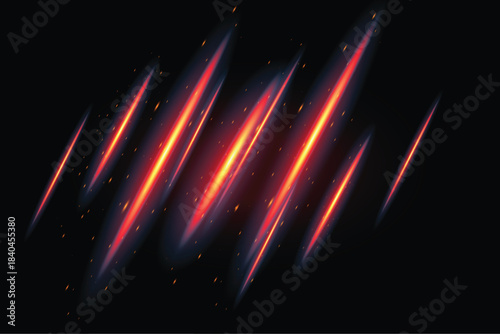 Golden transparent light lens flares streaks