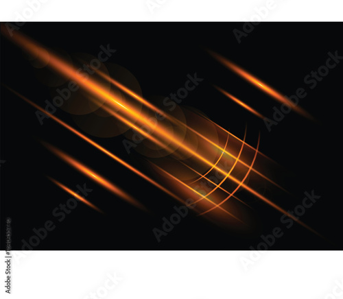 Golden transparent light lens flares streaks