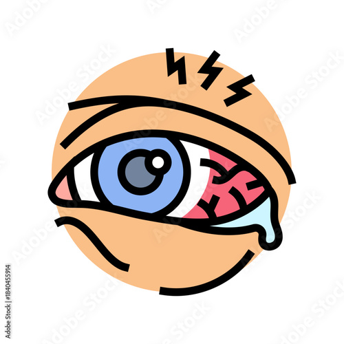 eye redness from pollen allergy color icon vector illustration