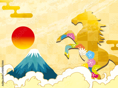 馬, 年賀状, 和風, 和柄, 新年, 動物, クリスマス, うま, ベクター, イラスト, manga