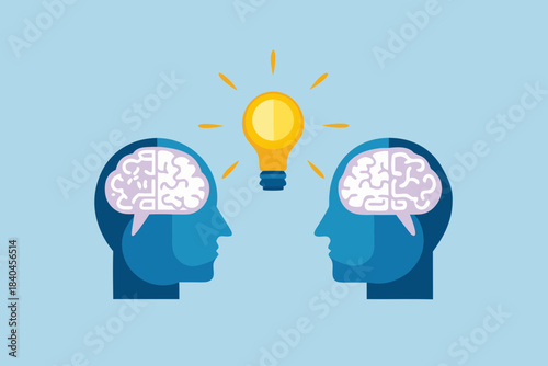 Sharing ideas and creative thinking a concept of brain collaboration