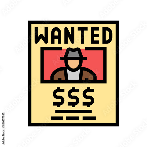 wanted poster color icon vector illustration