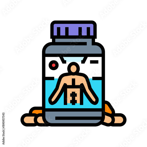 testosterone booster bottle color icon vector illustration