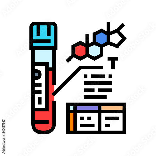 blood test for testosterone levels color icon vector illustration
