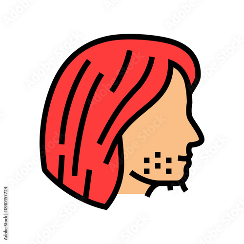 woman facial hair growth color icon vector illustration