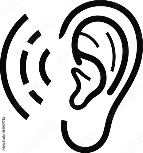Human Ear Hearing Sound Icon Vector