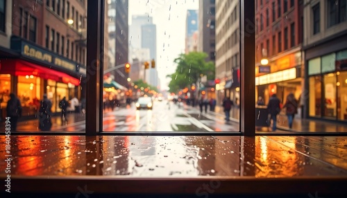 Wallpaper Mural Rainy City Street View Through Window. Torontodigital.ca