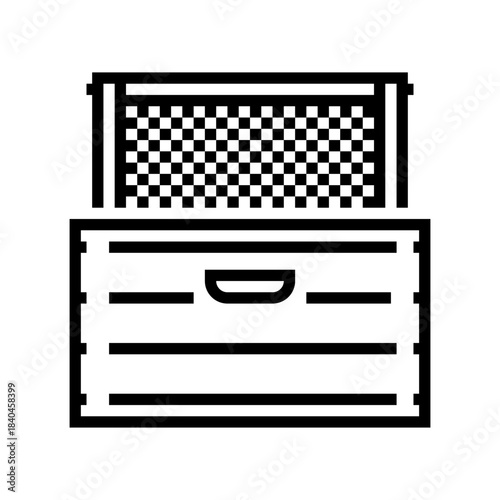 beehive wooden box frames line icon vector illustration