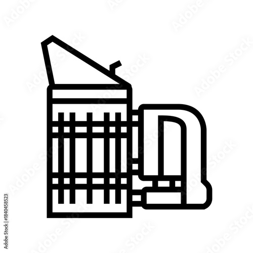 bee smoker tool emitting smoke line icon vector illustration