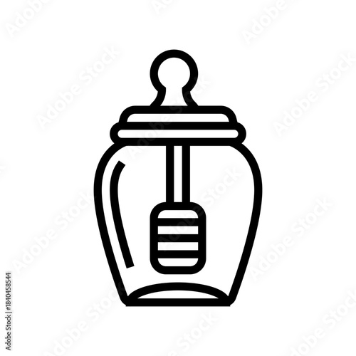 jar of honey wooden dipper line icon vector illustration