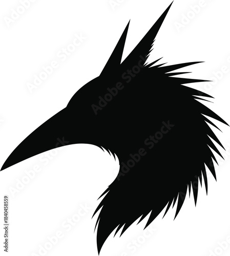 Raven head silhouette illustration