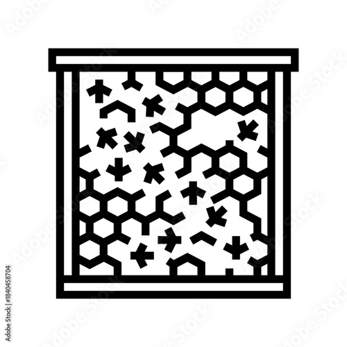wooden frame full of bees line icon vector illustration