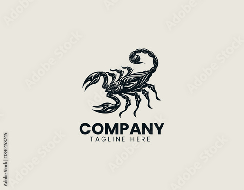 Leaf Scorpion Insect black vector logo illustration